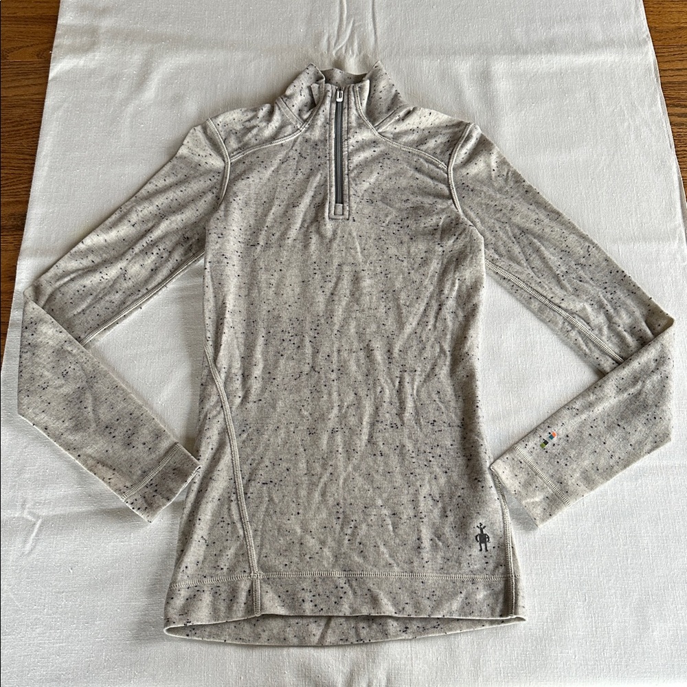 Smartwool Merino 250 Base Layer 1/4 Zip Long Sleeve XS Gray Speckle
